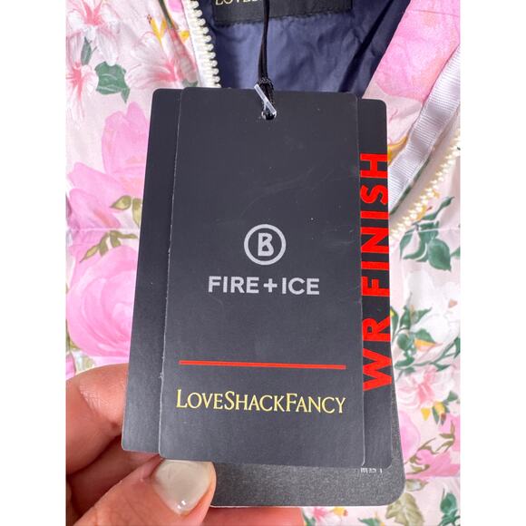 LoveShackFancy Raissa Fire+Ice Floral Puffer Jacket – White & Pink, US 10 - Picture 7 of 11